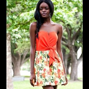 Francesca’s Strapless Floral Dress, Size S